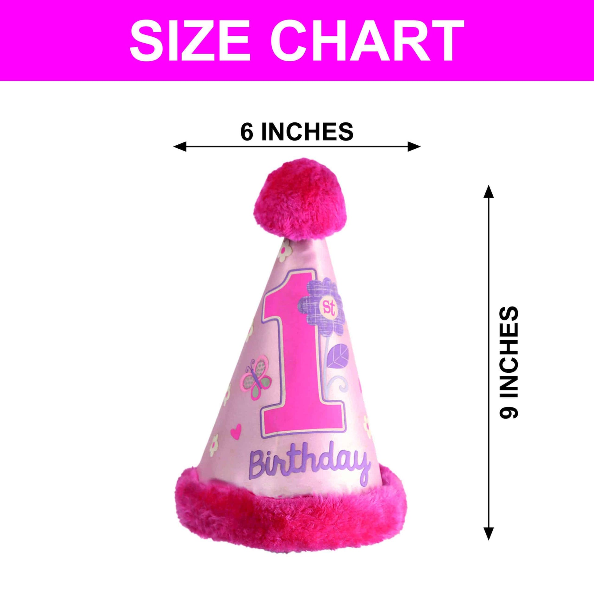 1st B'day Girl Cone Faux Hat