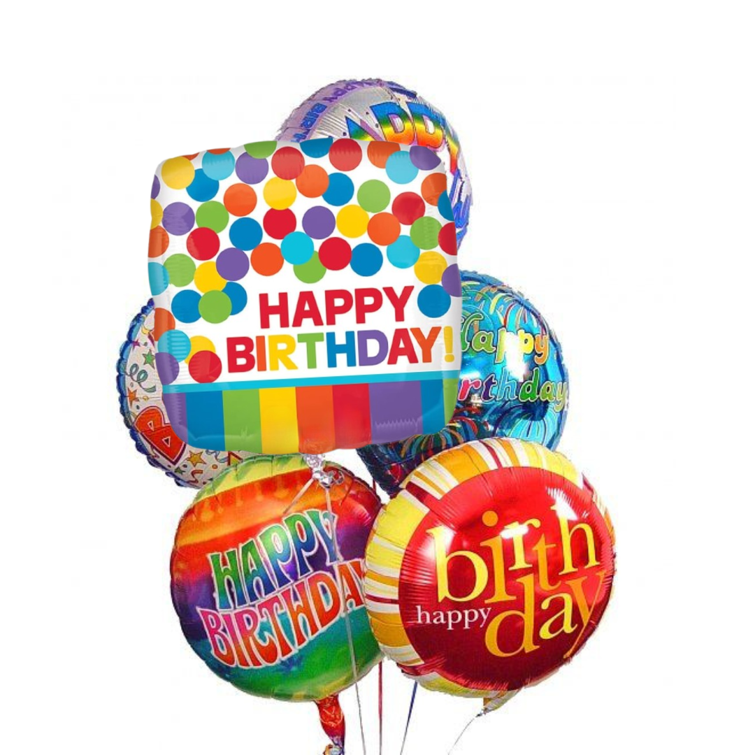 18" Happy Birthday Rainbow Dots Balloon S40