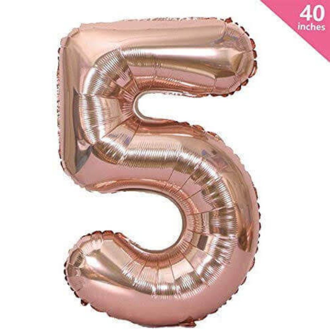 40 Numerical 5 Rose Gold Balloon