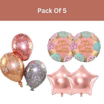 Triple Balloon Happy Birthday Balloon Set - 5PC