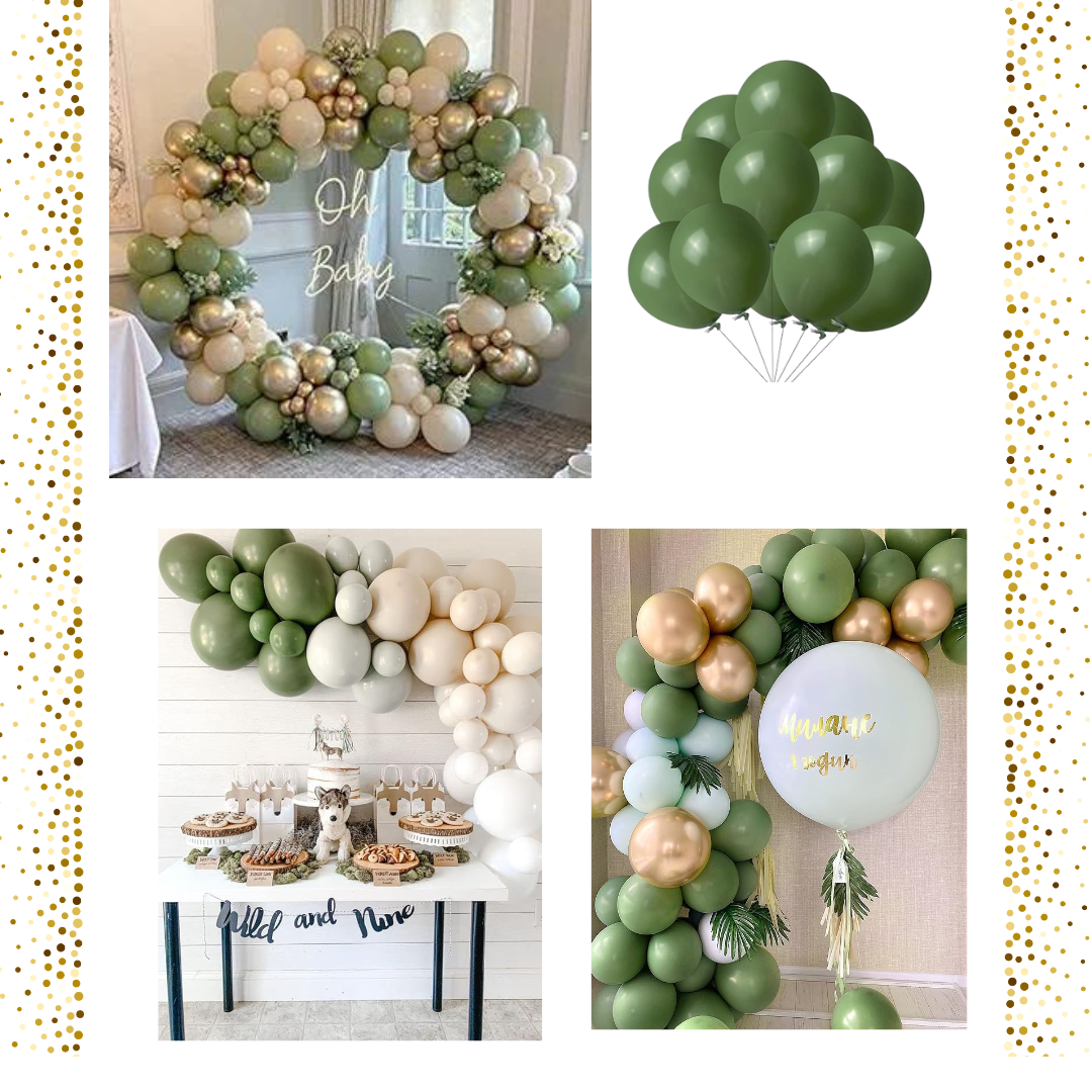 Olive Green Color Balloons 10" - 20 PC