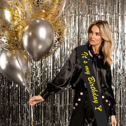 It's My Birthday Black Gold Sash