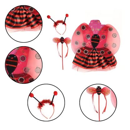 Lil Red Ladybug Wings, Skirt, Wand and Headband Set