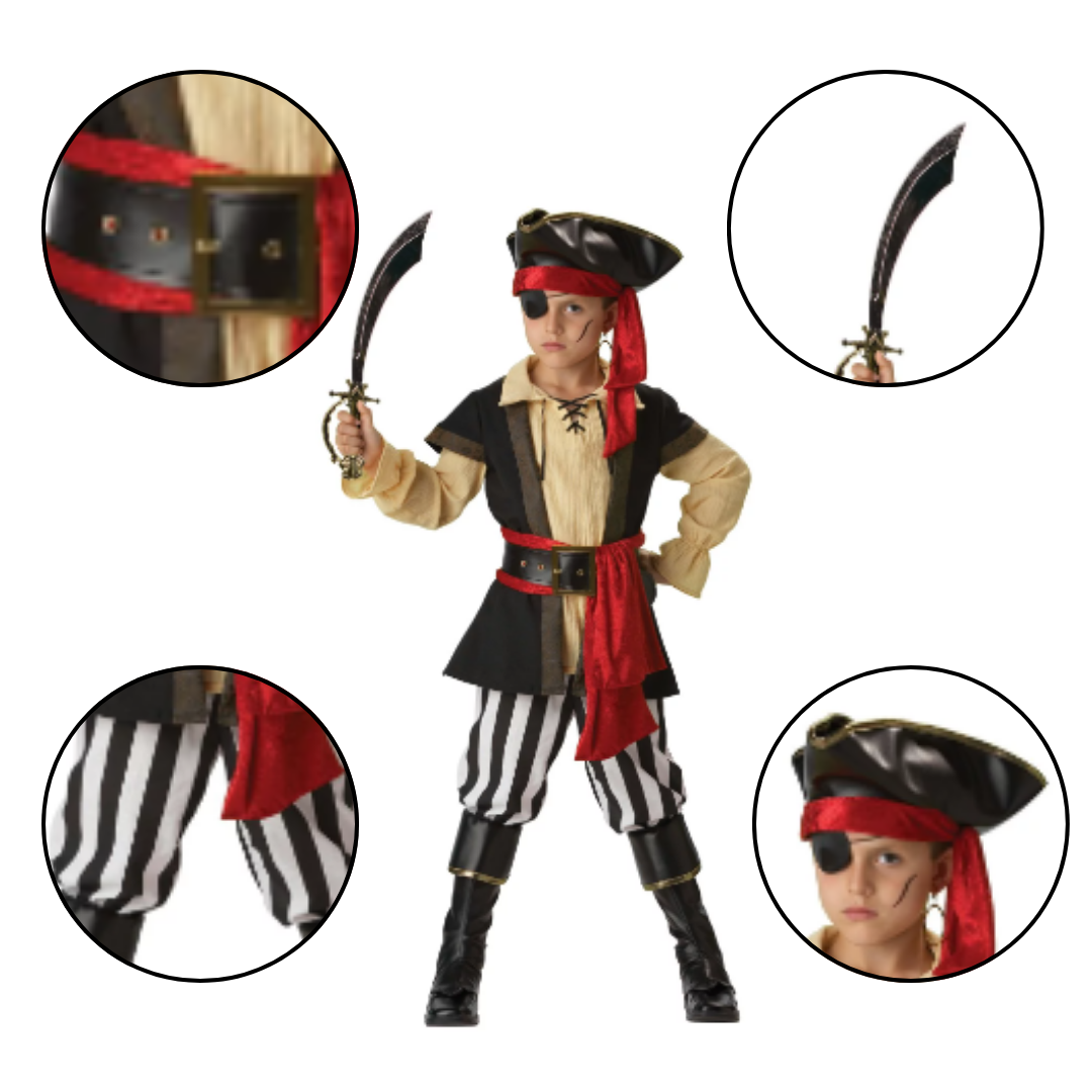 Kids Pirate Costume Full Set - Size M - Age 5 to 7