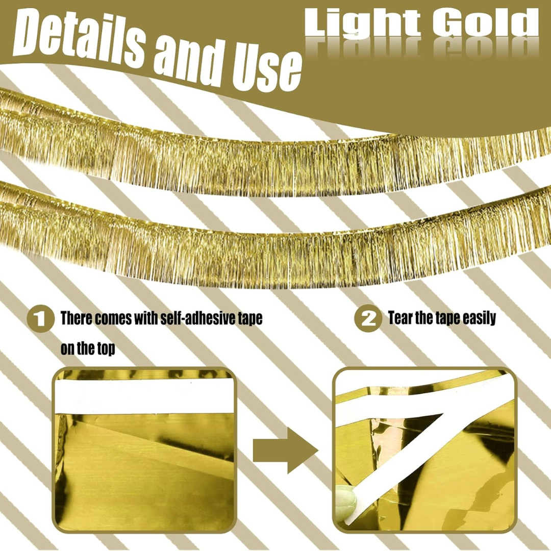 Foil Fringe Bunting Garland Golden - 10FT