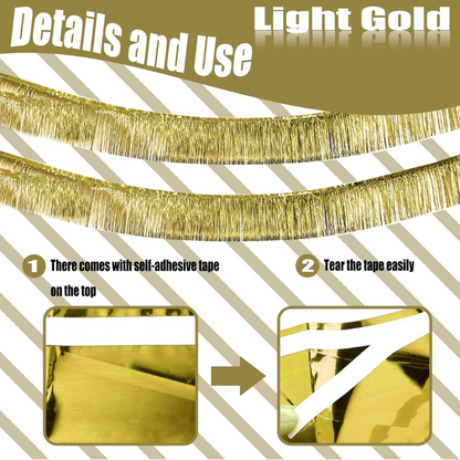 Foil Fringe Bunting Garland Golden - 10FT