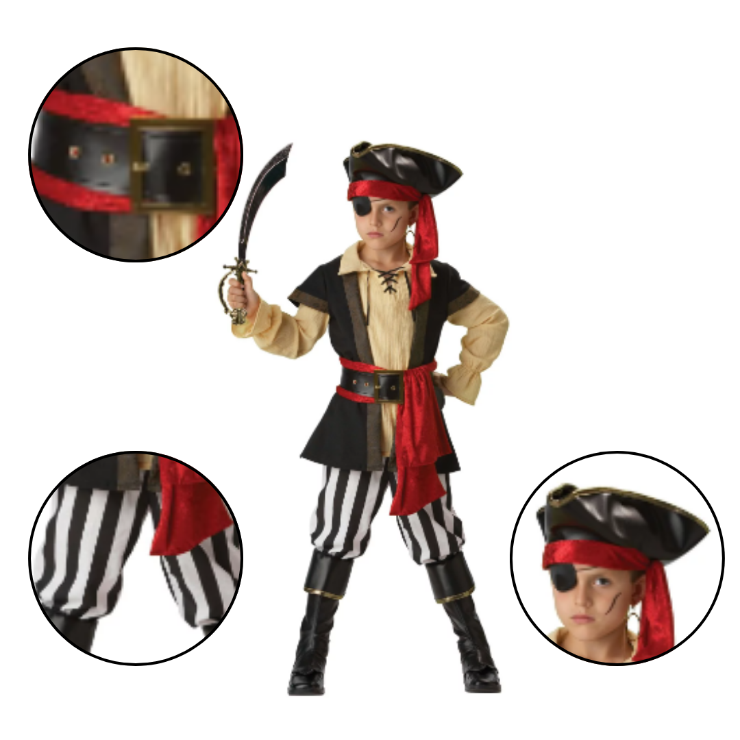 Kids Pirate Costume Full Set - Size S - Age 3 to 5