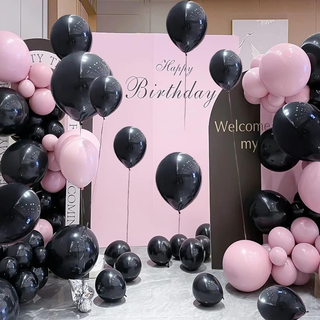 Metallic Black Latex Balloons-10 PC