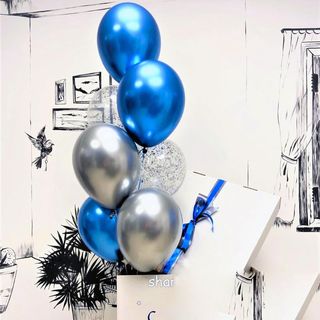 Metallic Light Blue Latex Balloons 12"- 10 PC