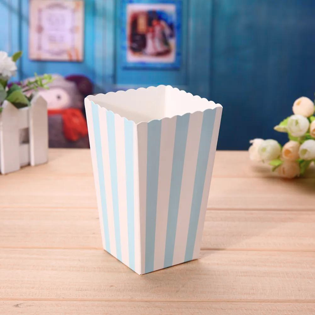 Striped Popcorn Holders Blue - 10PC