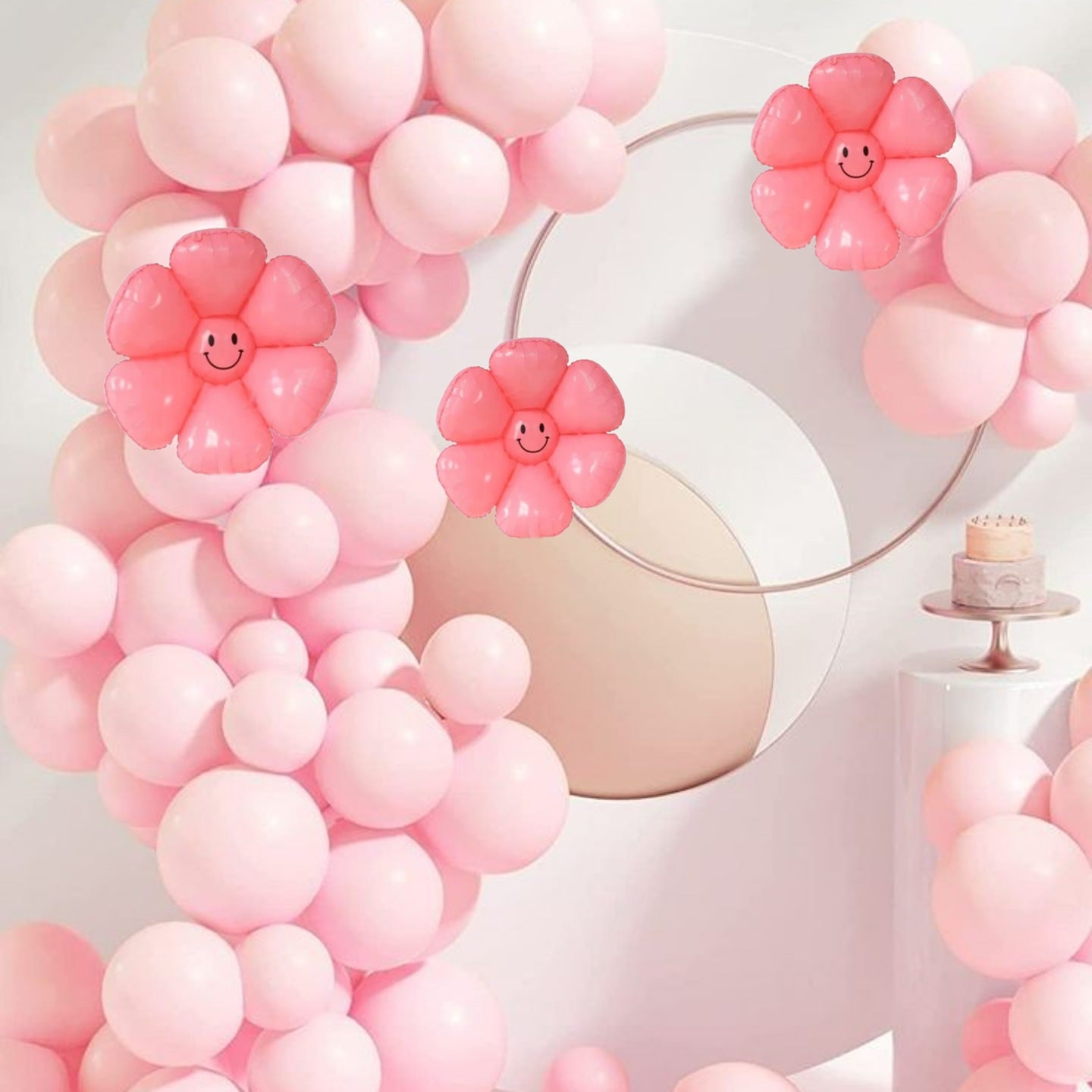 Smiling Flower Balloon in Pink Color