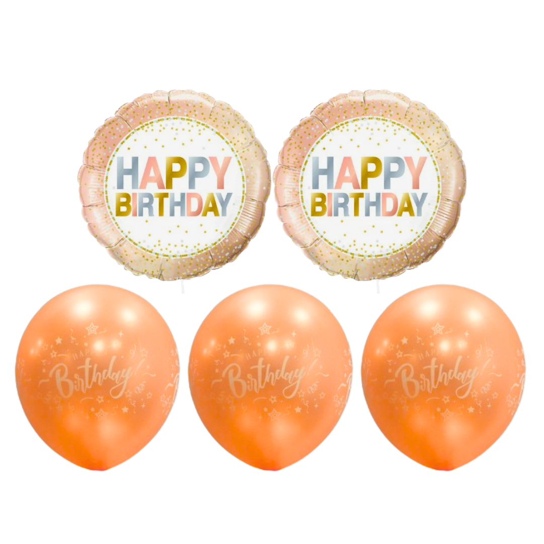 Rose Gold Happy Birthday Balloon Set - 5PC