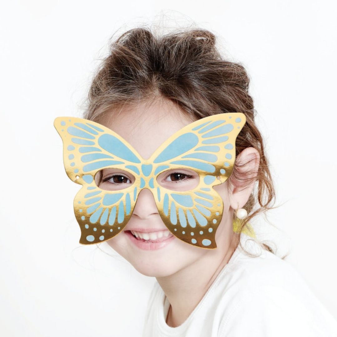 Shimmery Metallic Butterfly Paper Mask - 8PC