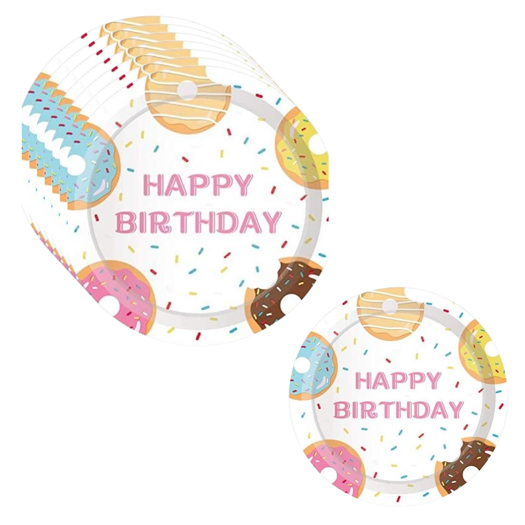 Happy Birthday Donut Paper Plates 9"-Pack of 8