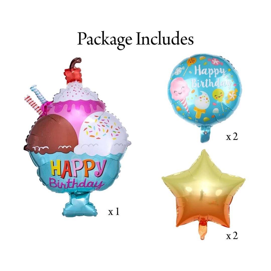 Cup Cake HBD Foil Balloon Set Of 5