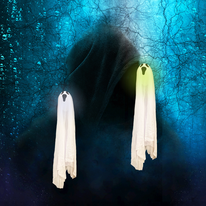 Hanging White Cloth Ghost with Changing Green & Bl