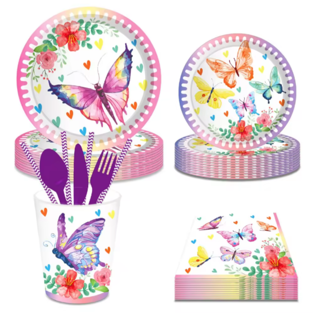 Butterfly Theme Paper Cups-Pack of 8, 9oz