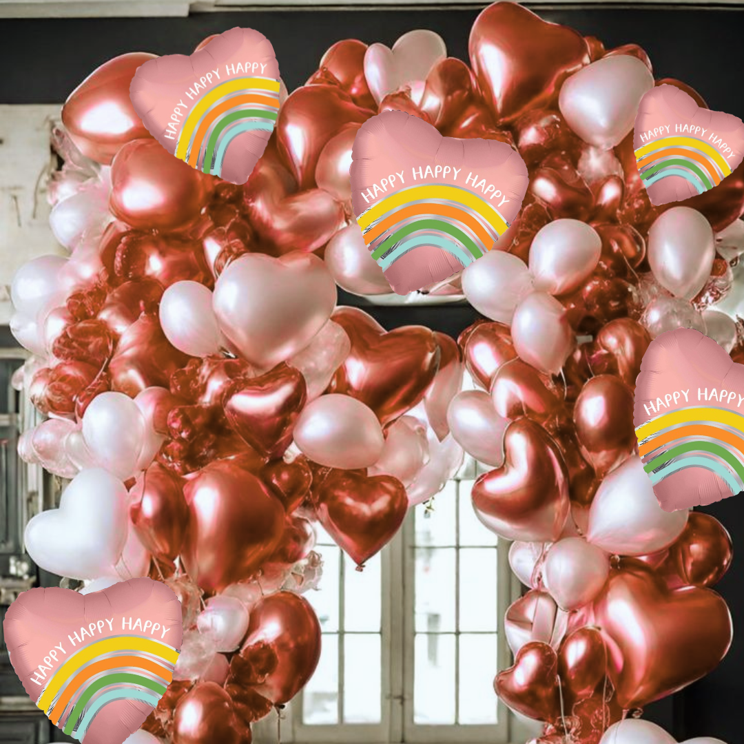 Satin Peace Love Stripes Heart Balloon 18