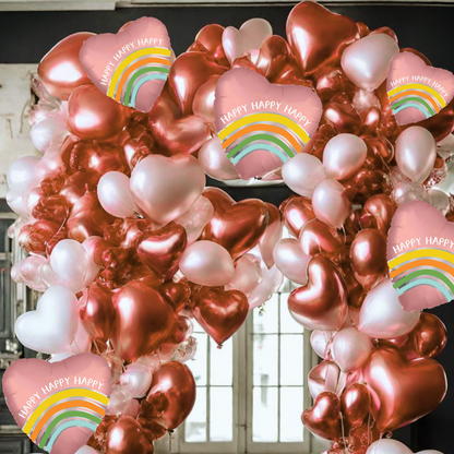 Satin Peace Love Stripes Heart Balloon 18