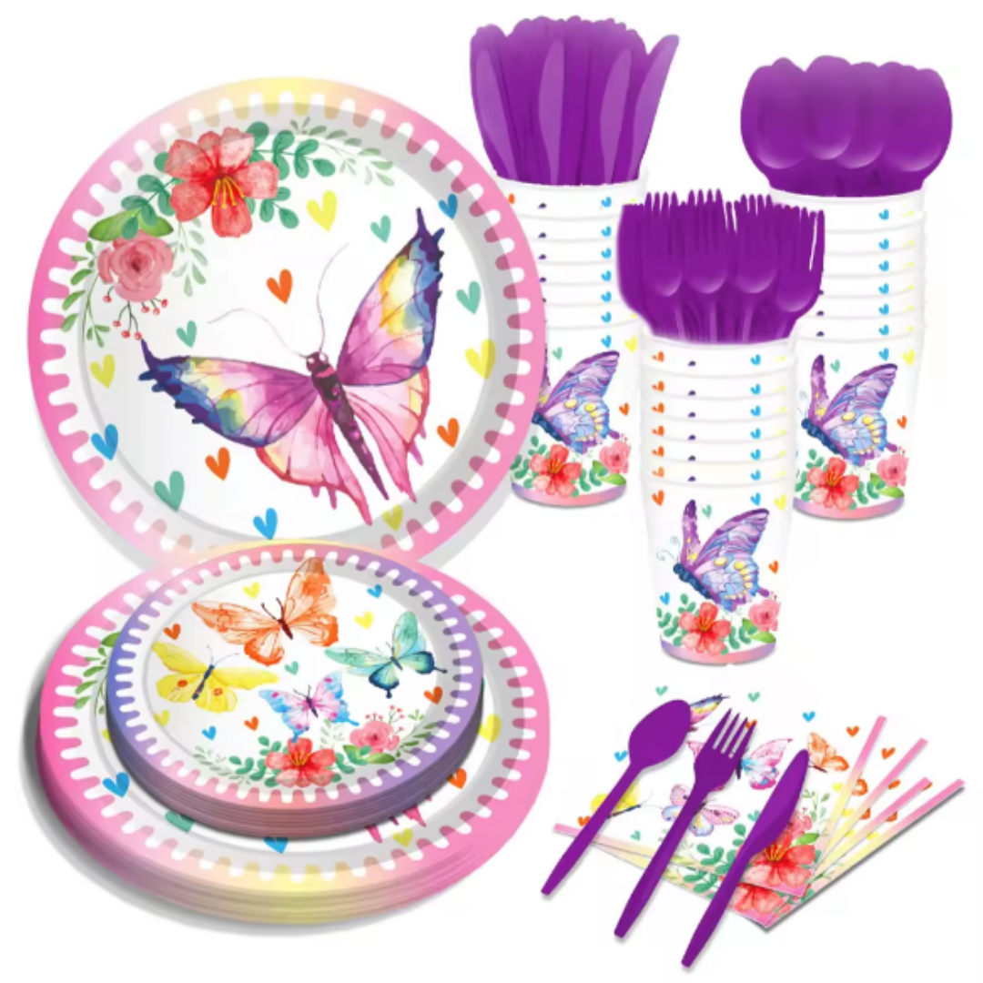 Butterfly Theme Paper Plates-Pack of 8  7"