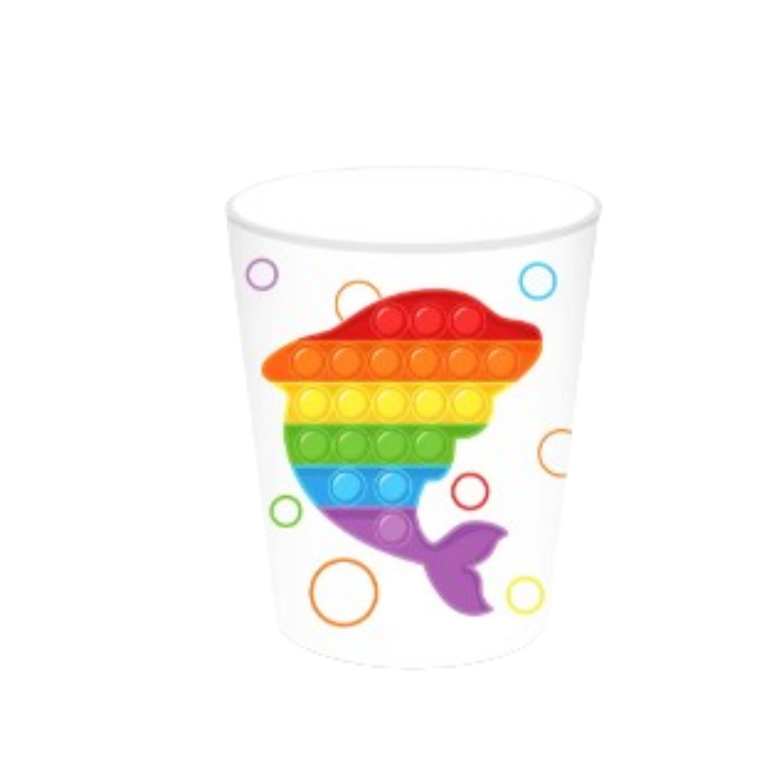 POP IT Colorful Theme Paper Cups-Pack of 8 (Multicolor) 9oz