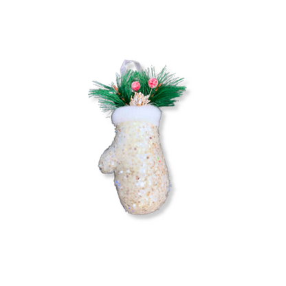 Christmas Tree Ornaments - Decorative Santa Gloves Hanging White - 1PC