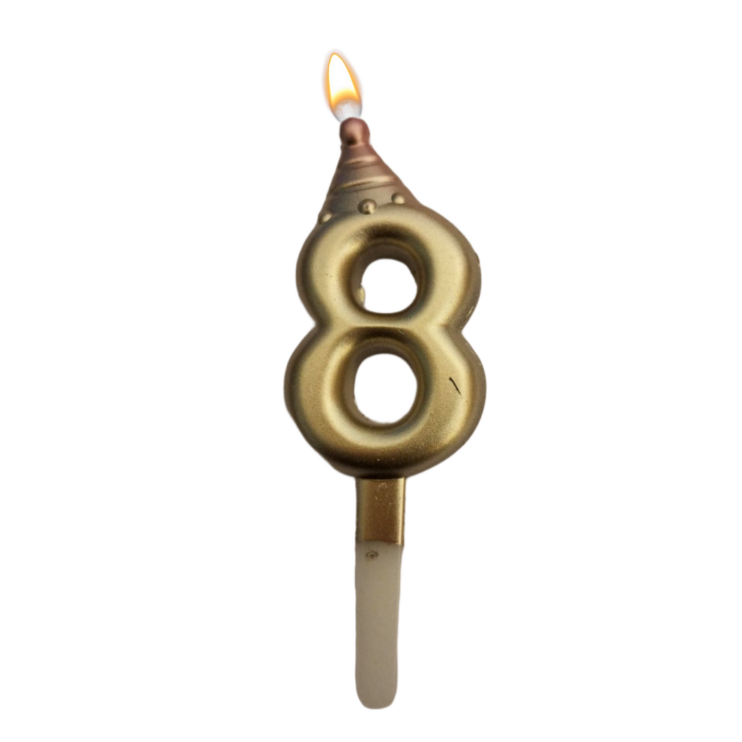 Golden Numerical Candle 8 with Pink Hat