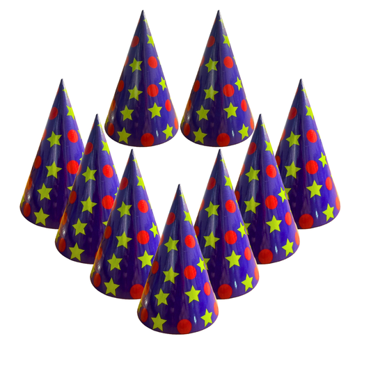 Dots & Stars Theme Party Hats - 8PC