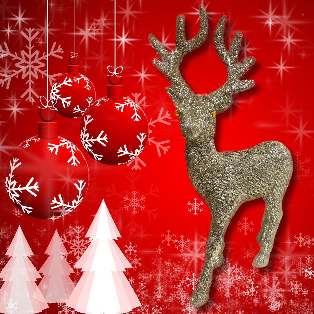 Golden Standing Reindeer Centerpiece Decoration - 24*7*36 CM - 1PC