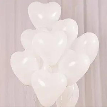 Helium Quality Heart Shape White Latex Balloon 15" - Pack of 6