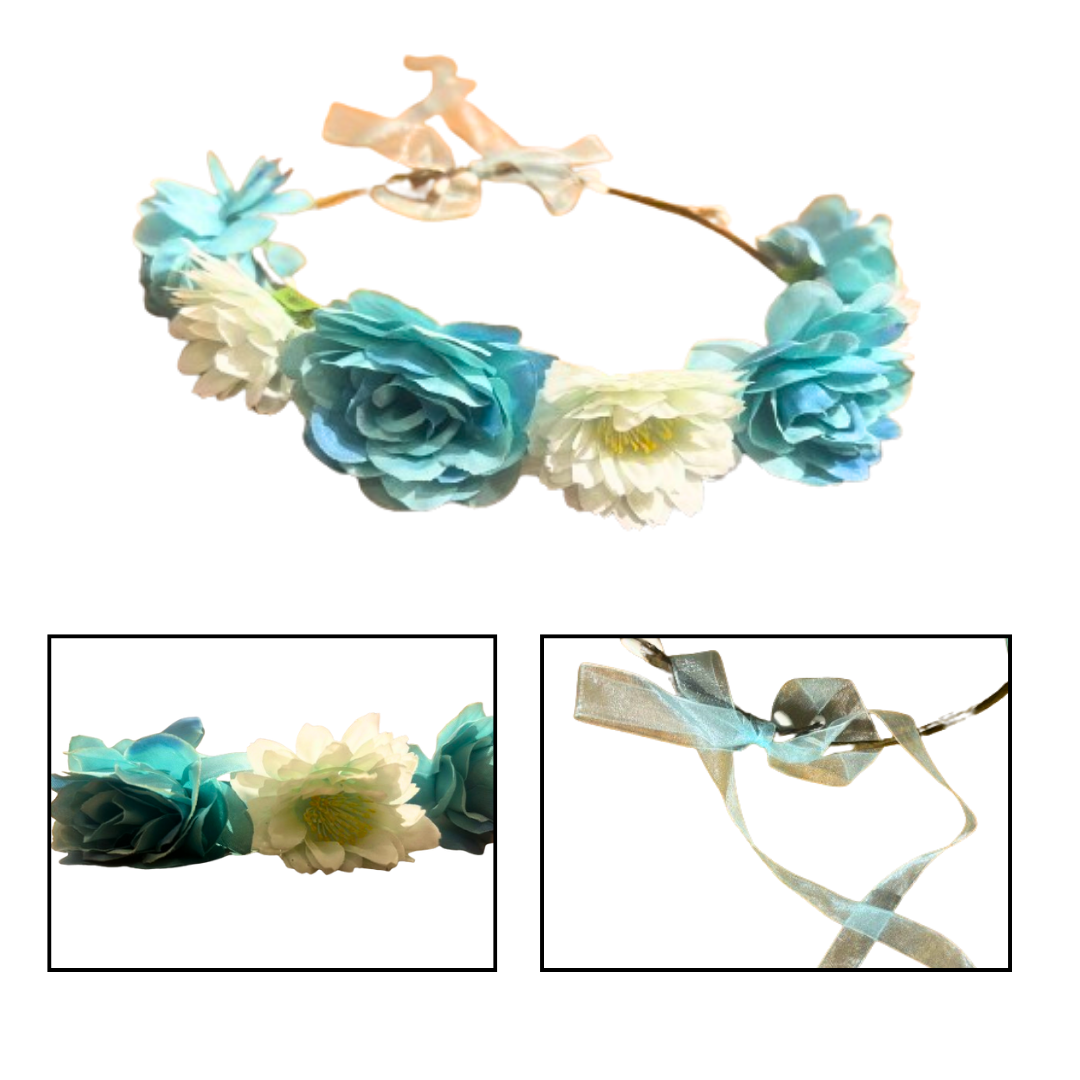 Sea Green Floral Tiara - 1PC