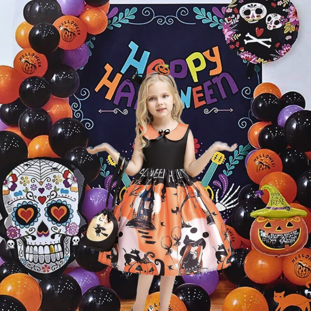 Halloween Backdrop with Cloth and Banner & Balloon