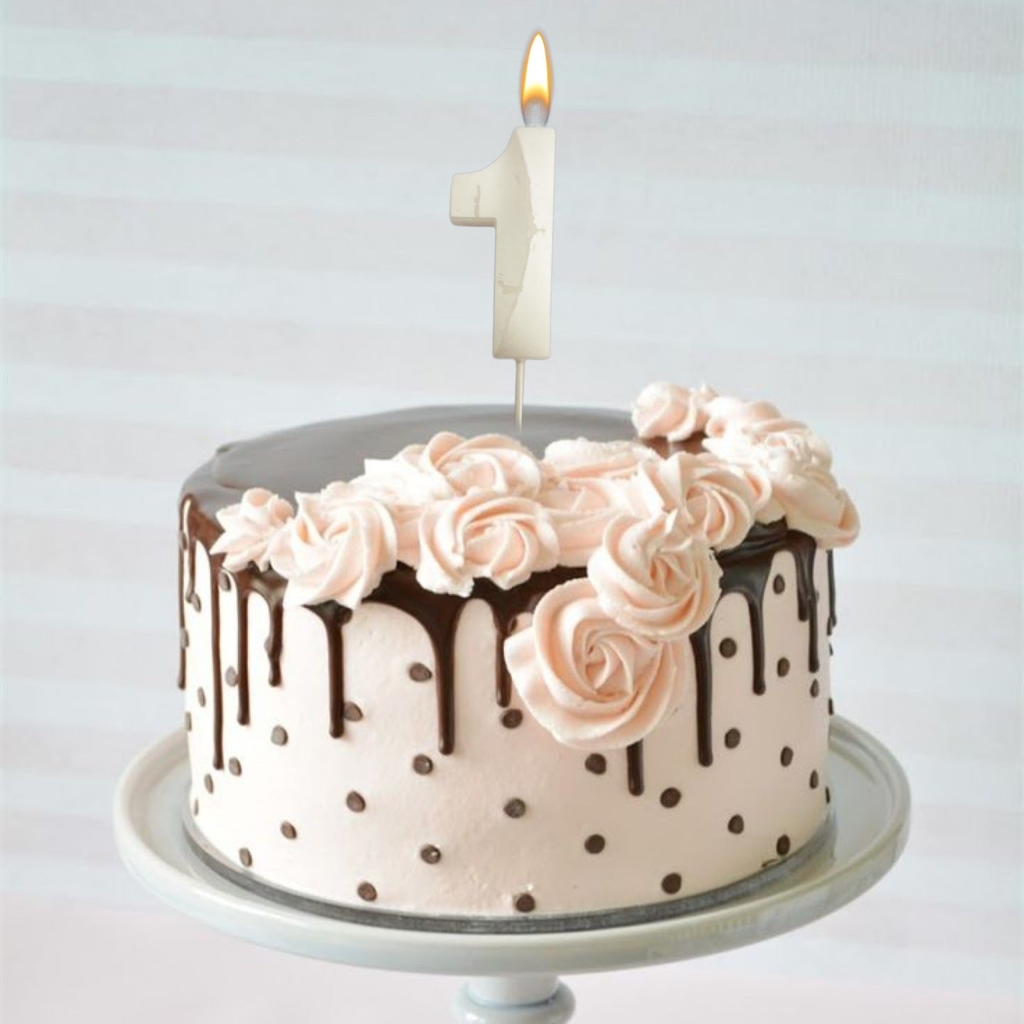 Metallic White Numerical Candles - 1 No Candle White