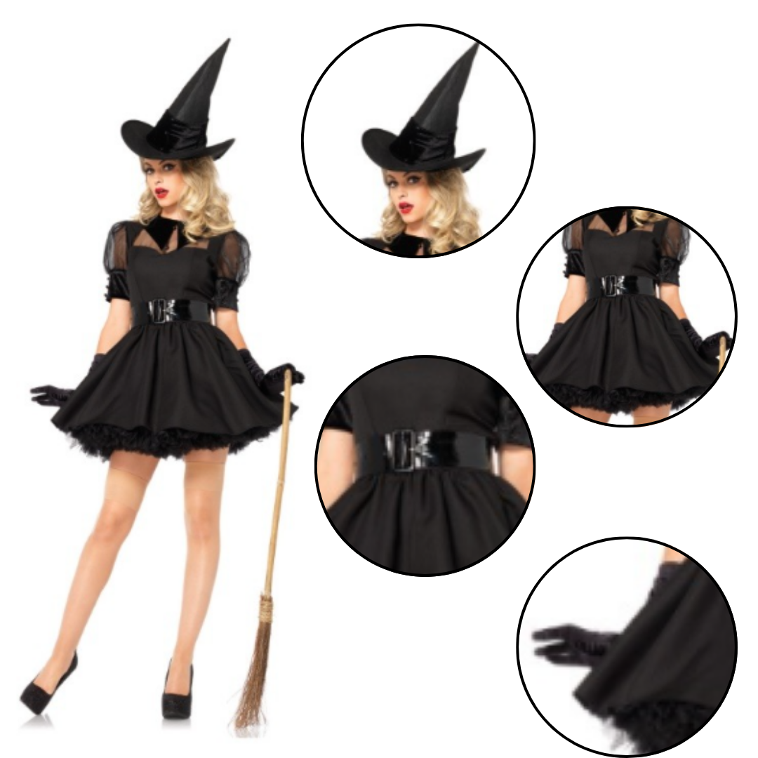 Adult Black Sexy Witch Costume - Size M (Bust - 88cm)  hat +belt +skirt+ glove