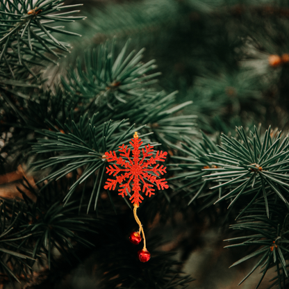 Christmas Tree Ornaments - Glitter Red Snowflakes Hanging Decoration - 1PC