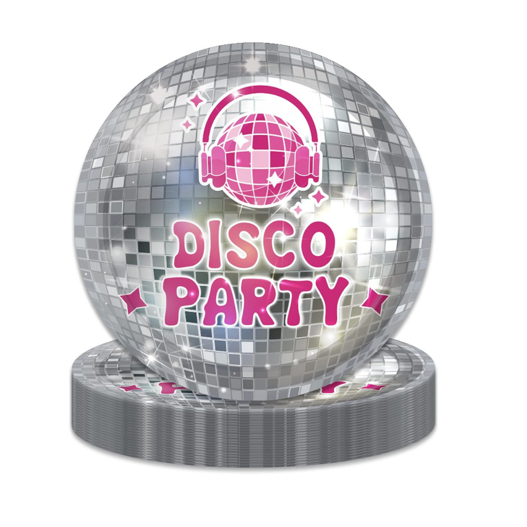 Disco Theme Party Paper Plates -Pack of 8, 9"