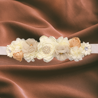 Floral Wasit Belt in Peach/White Color for Mother To Be or Bride To Be - 1PC