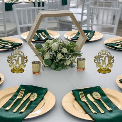 Wooden 50th Centerpiece Gold