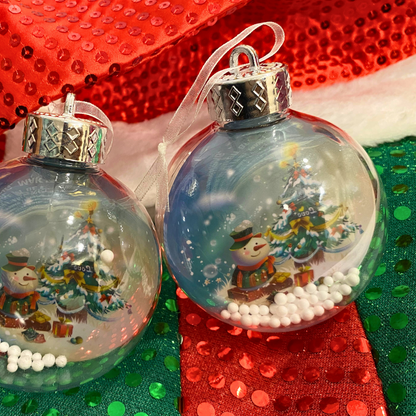 Transparent Snowy Snowballs Hanging with Santa and Snowman - 1P