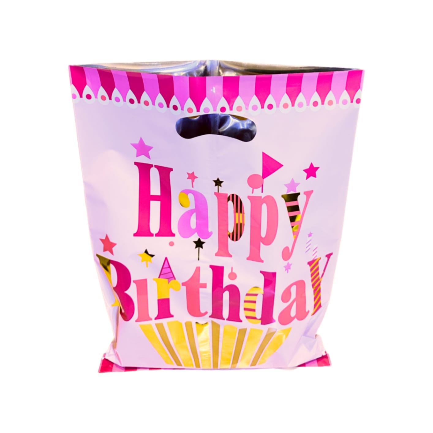 Happy Birthday Golden Cupcake Pink Aluminium Film