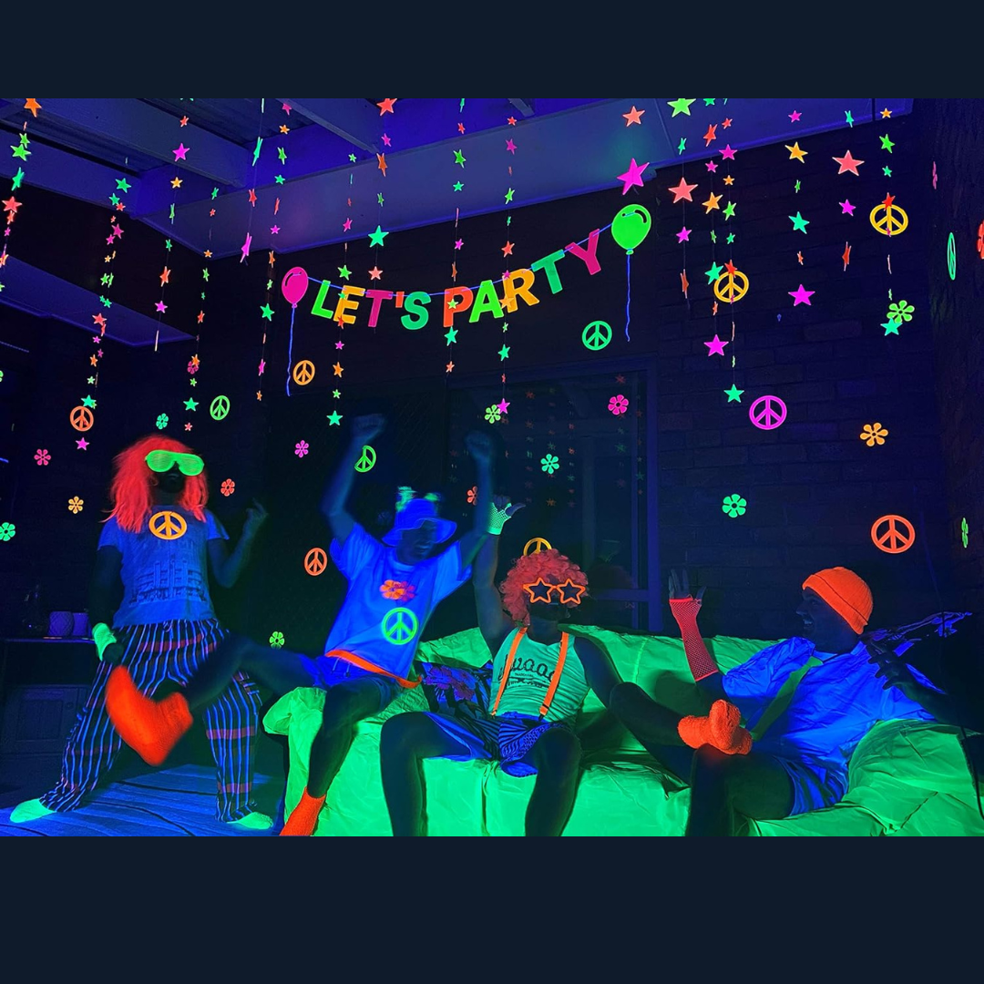 UV Glow in the Dark Let's Party Banner - Over 9 FT