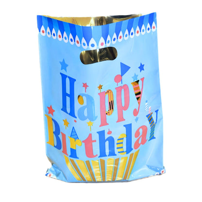 Happy Birthday Golden Cupcake Blue Aluminium Film