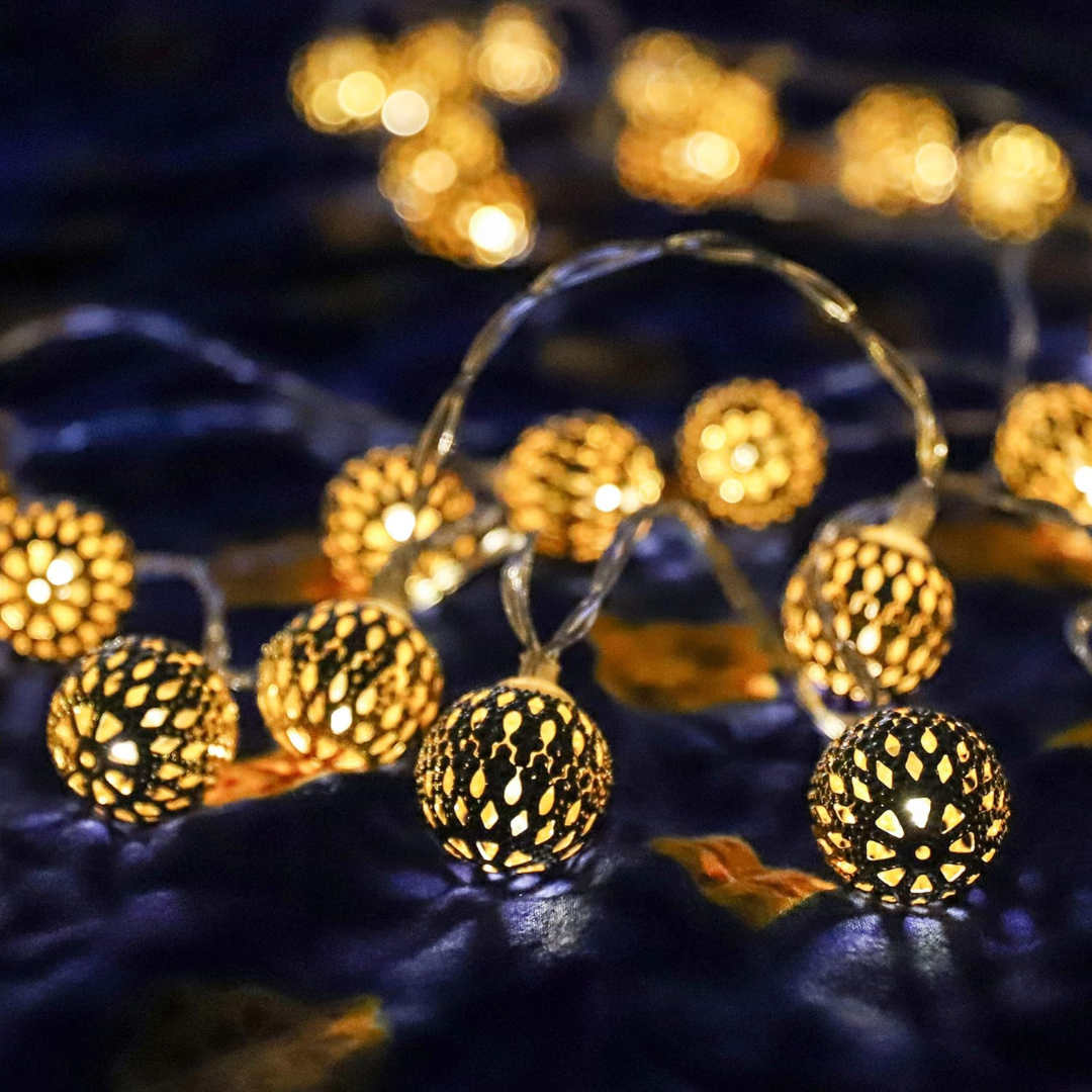 Moroccan Ball Disco LED String Lights-14 Ft,10 LED Disco Globe balls for Home Decoration