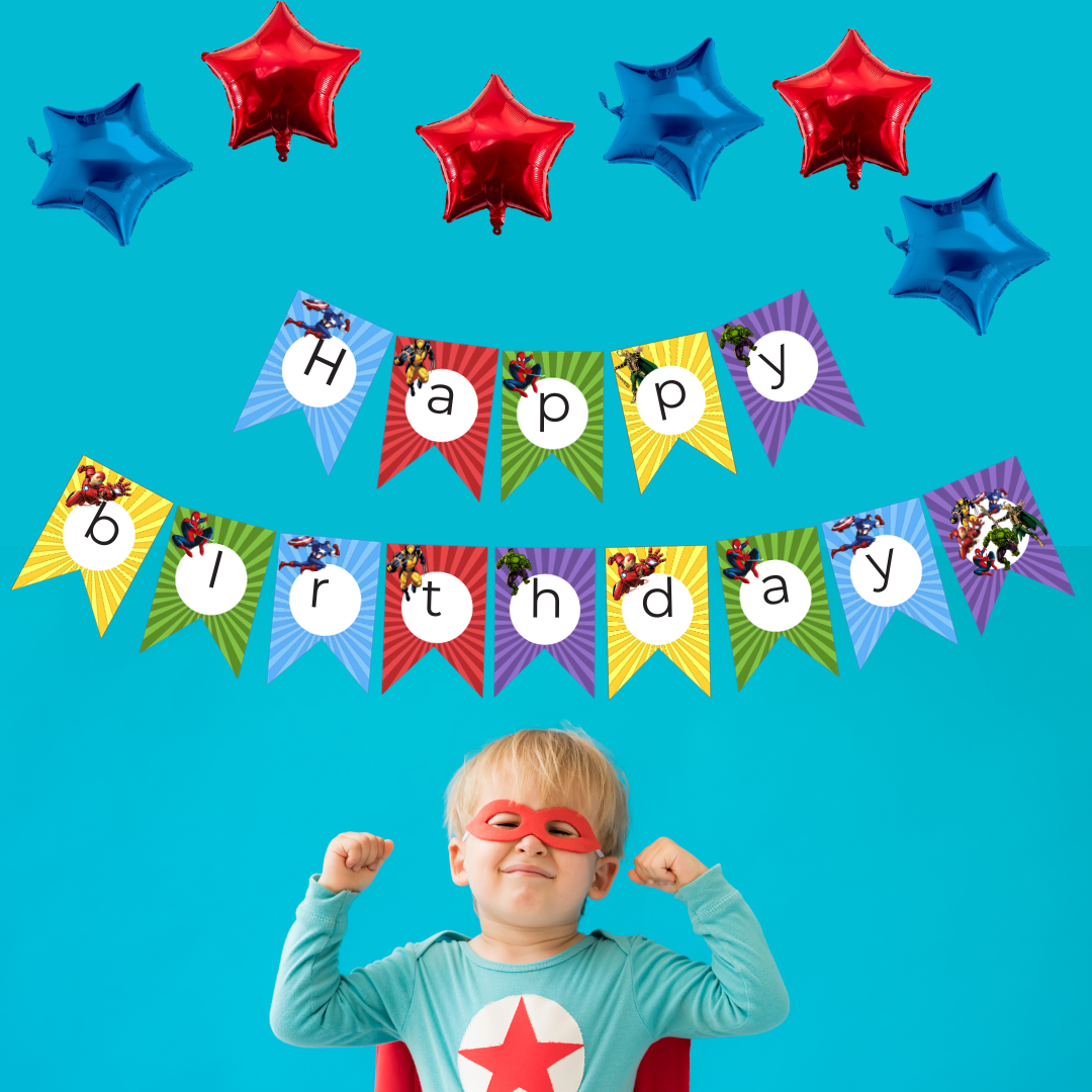 SuperHero Happy Birthday Banner