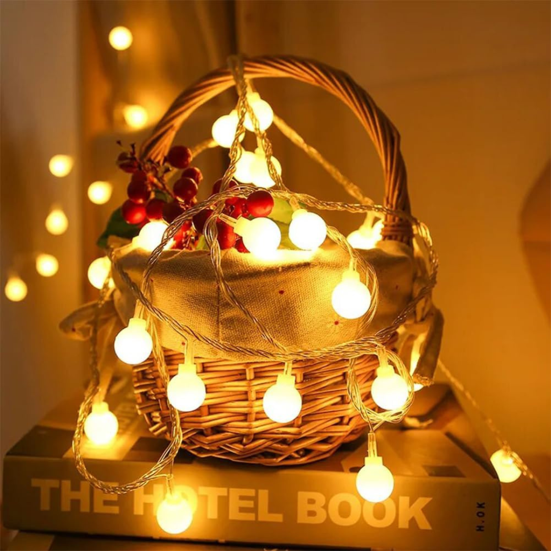 Milky Ball LED String Lights,4 Mtrs-14 LED Fairy Lights for Home Decoration