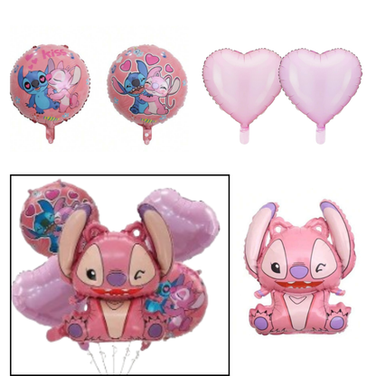 Pink Stitch Theme Birthday Balloons Set - 5PC