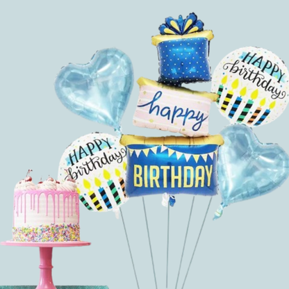 Happy Birthday 3 Layer Cake Blue Set - 5PC