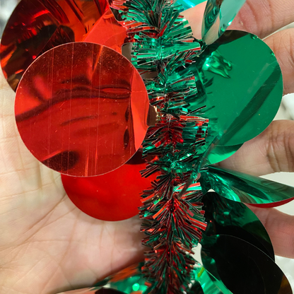 Red & Green Round Hanging Tree Wraps or Garlands -1PC