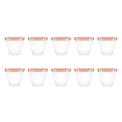 Clear Drinking Glasses with Rose Gold Rim -10PC