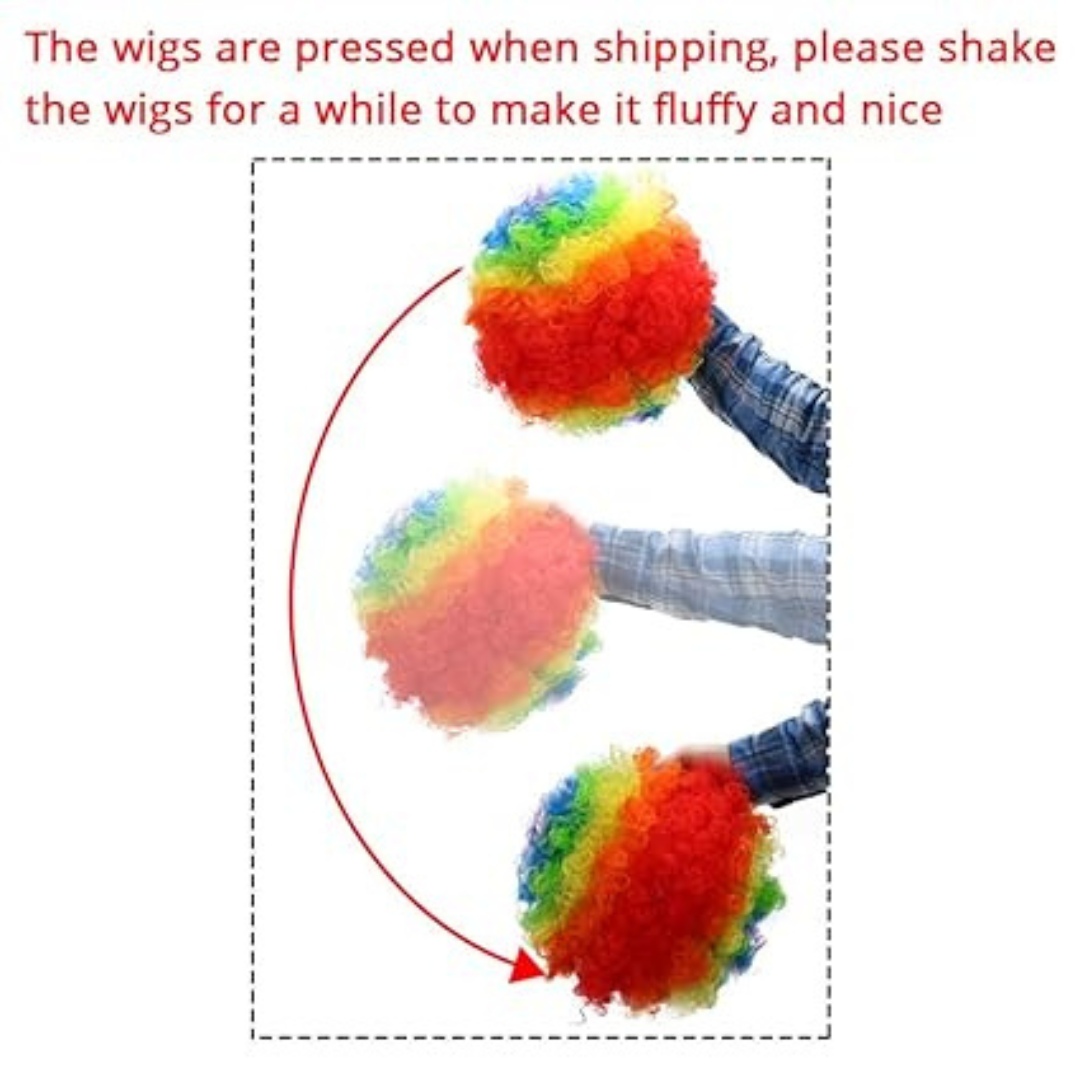 Multi Color Afro Wigs -  Premium Curly Afro wigs Clown Joker Malinga Unisex Funky Hair Wig